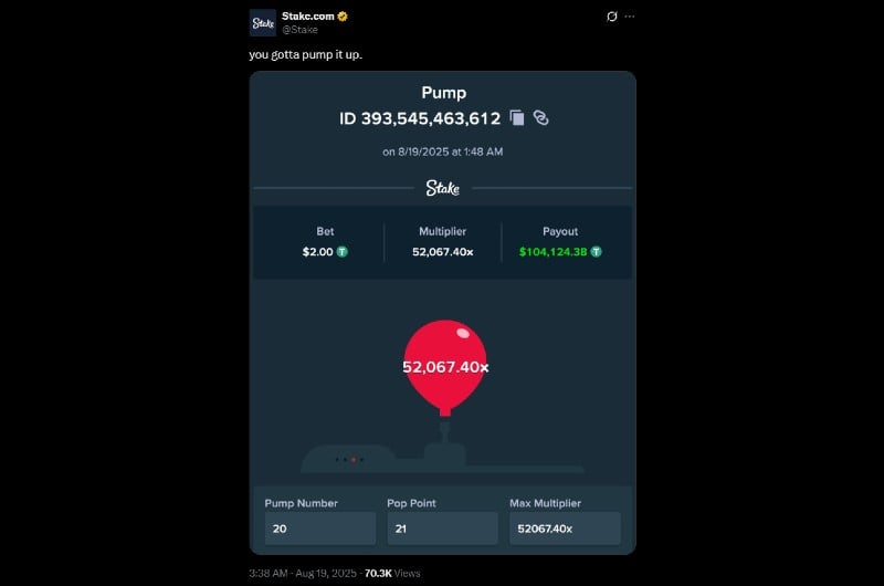 Twitter 104K Stake Pump Win